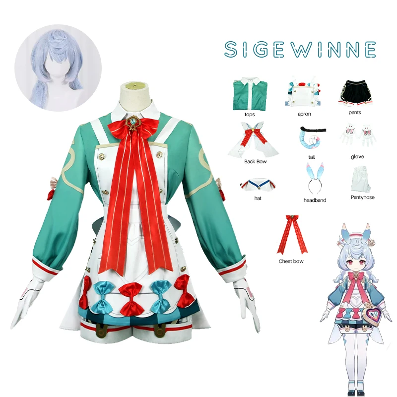 

Женский костюм для косплея Genshin Impact, Фонтейн Sigewinne, парик, головной убор, шапка, перчатки, аниме, карнавальные костюмы для Хэллоуина