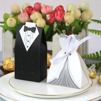50100pcs bride and groom wedding favor and gifts bag candy box diy with ribbon creative wedding decoration souvenirs box