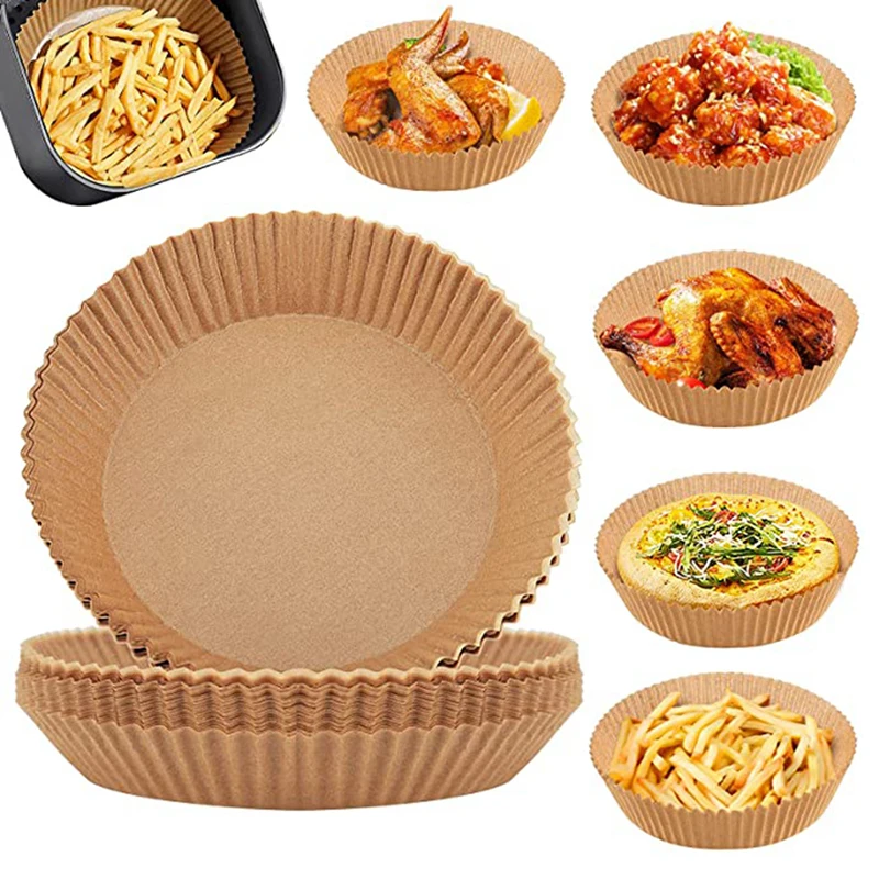 

Disposable Air Fryer Paper Liner Oil-proof Water-proof Paper Tray Non-Stick Mat Round Baking Paper for Microwave Roasting Oven