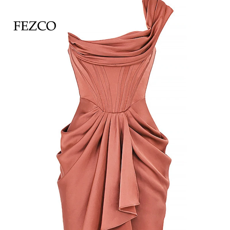 

FEZCO 2022 Summer New Strapless Backless Sexy Low-cut Dress High Waist Women Party Dress Zipper Fishbone Party Dress