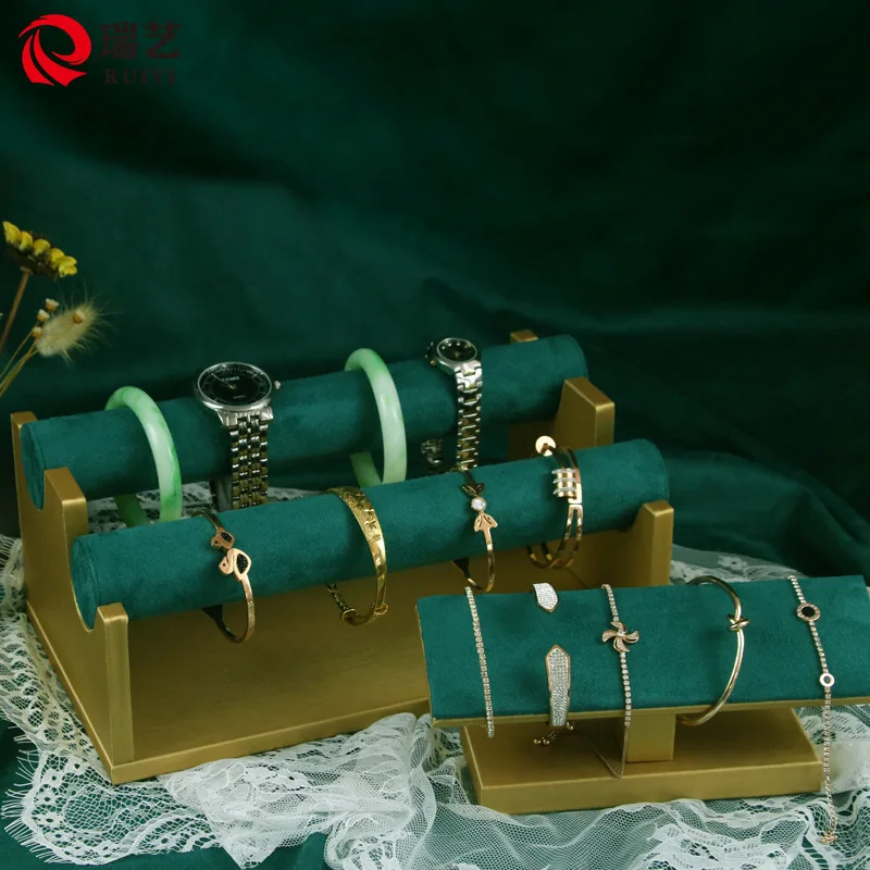 

Браслет-рамка для ювелирных изделий, зеленая, с кожаным ремешком