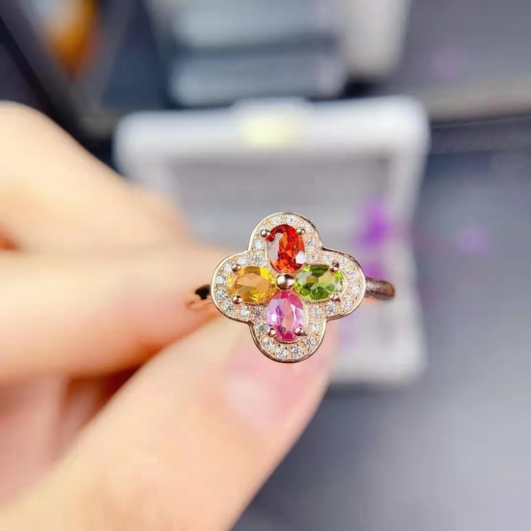 

Открытое кольцо с турмалином, кольцо с цветком, Женское кольцо, мужские ювелирные изделия, мужские и женские аксессуары, винтажный Готический набор для мужчин и женщин