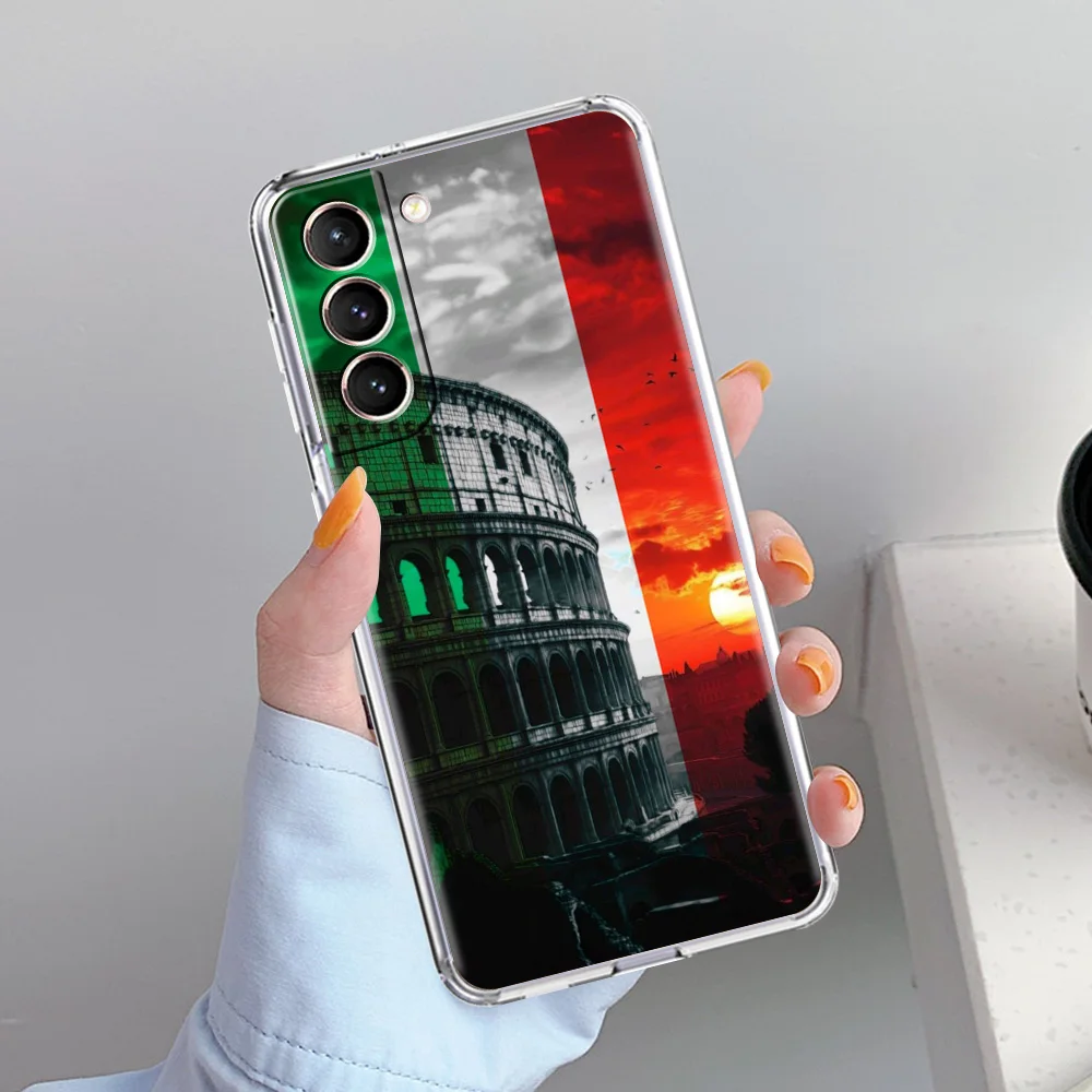 Фото Чехол для телефона Samsung Galaxy S26 S25 S24 S23 S22 Ultra S20 S21 FE 5G Plus, мягкий прозрачный чехол с итальянским флагом №3