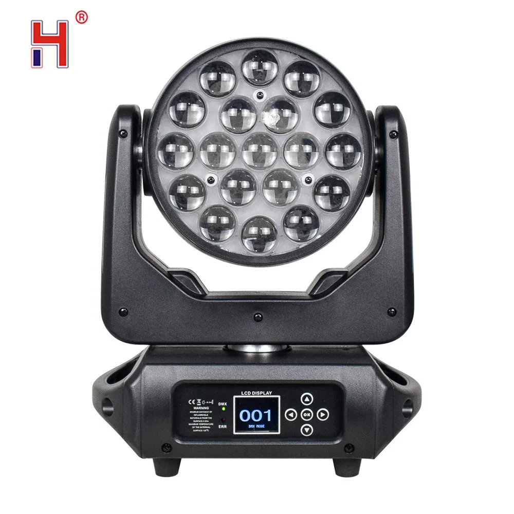 HongYi светодиодный светильник с подвижной головкой 19x15 Вт RGBW 4в1 Lyre Beam Wash Zoom Circle DMX