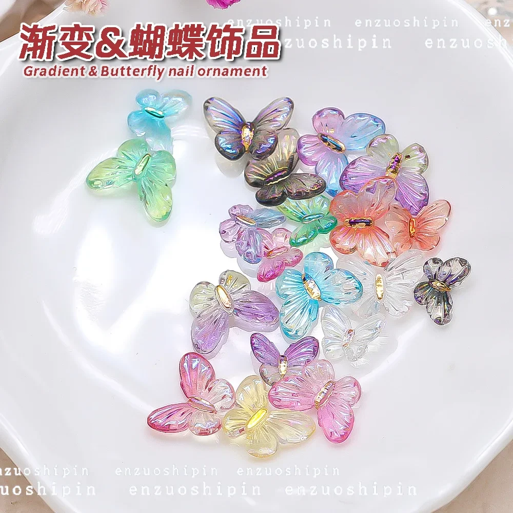 Мини-бабочка Авроры украшение для дизайна ногтей 6 мм розовые/синие/прозрачные