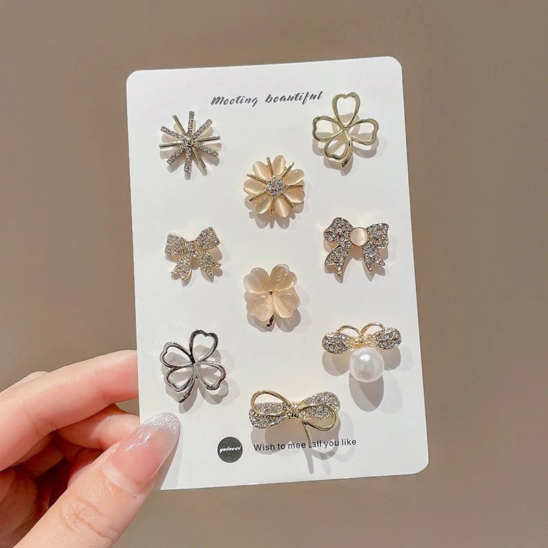 Модная брошь в виде цветка для женщин металлическая Антибликовая булавка на