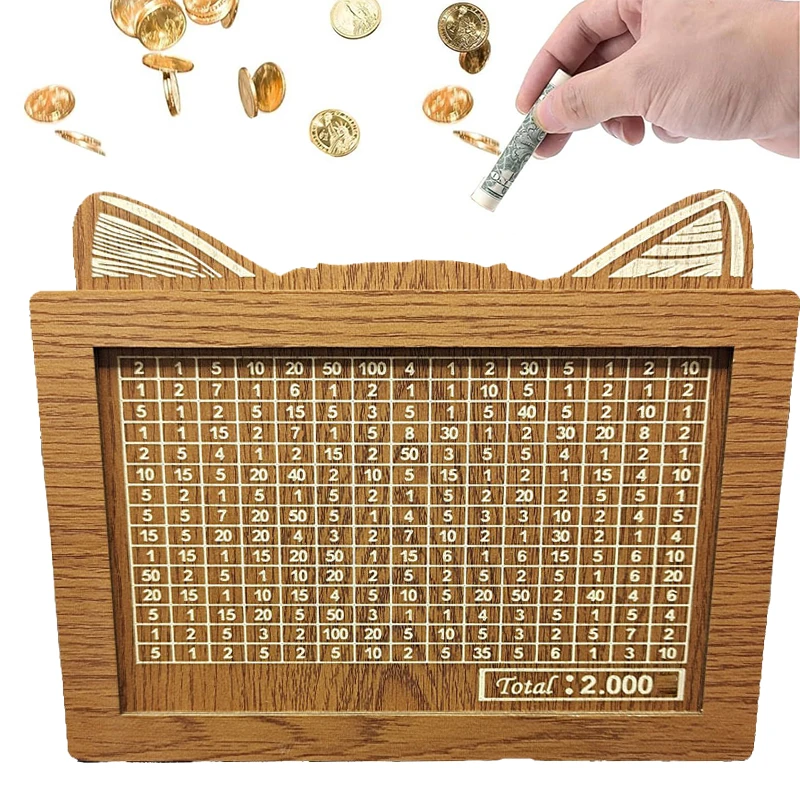 Коробка для наличных денег со счетчиком копилка с кошачьими ушками стираемая