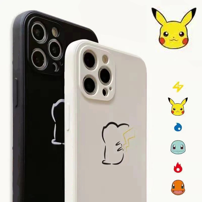 

A Pokemon Pikachu Anti-fall Phone Case for IPhone 11 12 Pro MAX 8 Plus XS XR XS Max 13 Pro 7 8 Cute Cartoon Silicone Case Gift