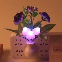 night lights luminous lamp led colorful flower rose useu plug sensor home bedroom decoration novelty light plant nightlight
