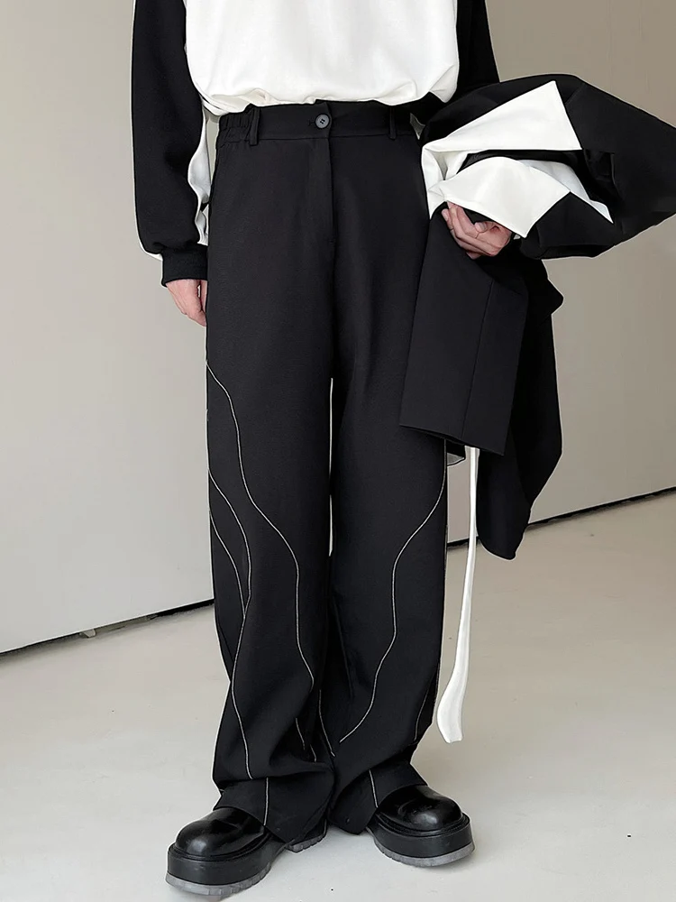 LUZHEN модные элегантные прямые костюмные брюки мужские 2024 новая модная линия в