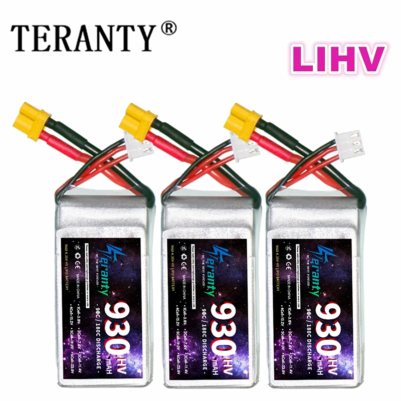 1/3 шт. TERANTY HV батарея 930 мАч 2S 7 6 В 90C LiHV Lipo XT30 XT60 разъем для гоночного автомобиля RC