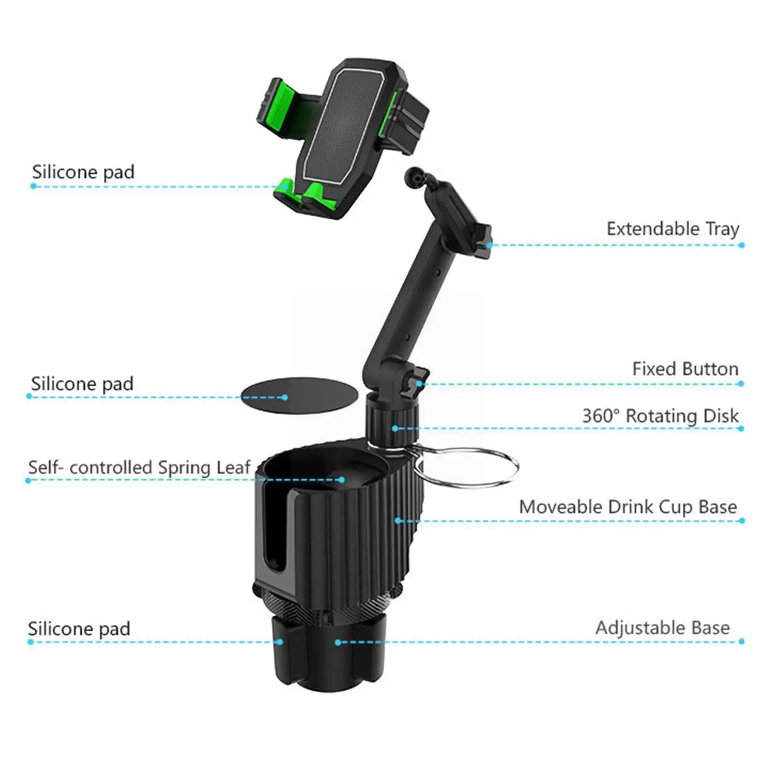 

3 In 1 Multifunctional Adjustable Car Cup Holder Universal Phone Car Drinking Phone Vehicle Holde Bottle Tray Organizer K2r5