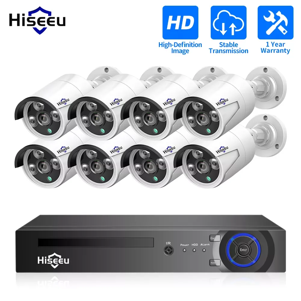 

NEW2023 Hiseeu H.265 8CH 5MP 3MP POE Security Surveillance Camera System Kit AI Face Detection Audio Record IP Camera CCTV Video