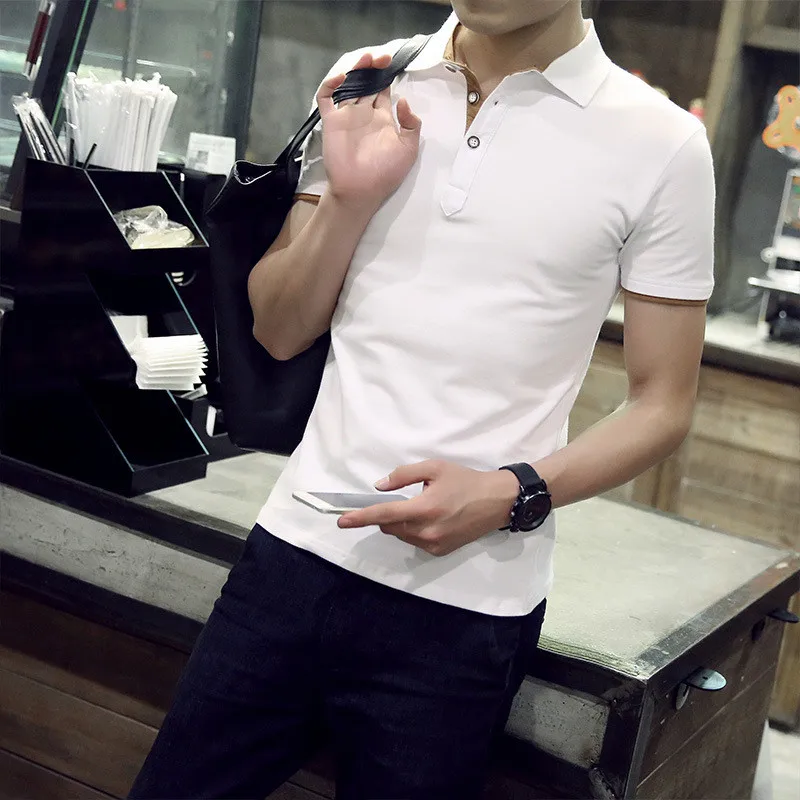 

5725-R-Hong Kong style летняя ретро футболка с коротким рукавом с принтом Мужская дикая свободная трендовая солидная