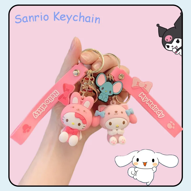 

Kawaii Sanrio My Melody Keychain Anime Cartoon Kuromi Cinnamoroll Car Key Ring Schoolbag Charm Headphone Case Decorations