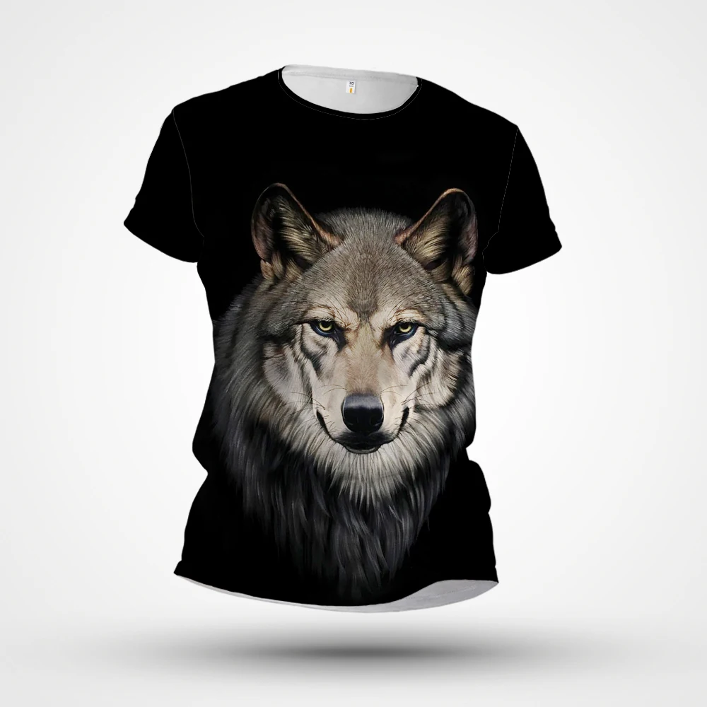 

2023 New Animal T-shirt 3D Printed Wolf Pattern Short Sleeve Customized Factory Direct Summer Casual Sports Tight Top