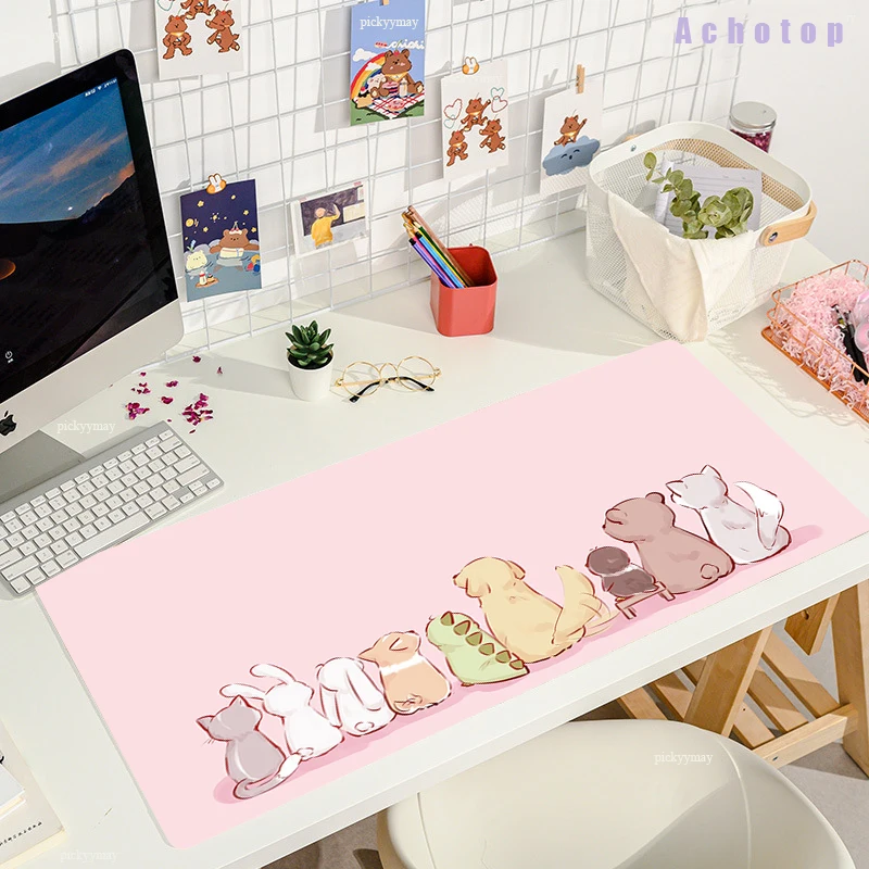 Pink Cute Kerky dog Large Gaming mouse pad Mouse Pad Compute mouse mat Gamer Stitching Desk Mat For PC Keyboard Mat Table Carpet