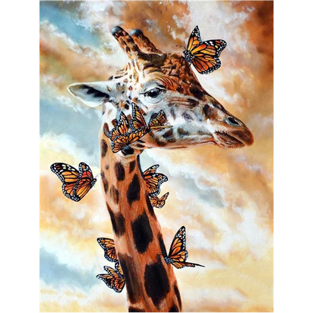 

Алмазная 5d-картина LZAIQIZG «сделай сам», мозаика с жирафом, животным, полная выкладка, квадратная/круглая вышивка, Бабочка, домашний декор, Набор для вышивки крестиком