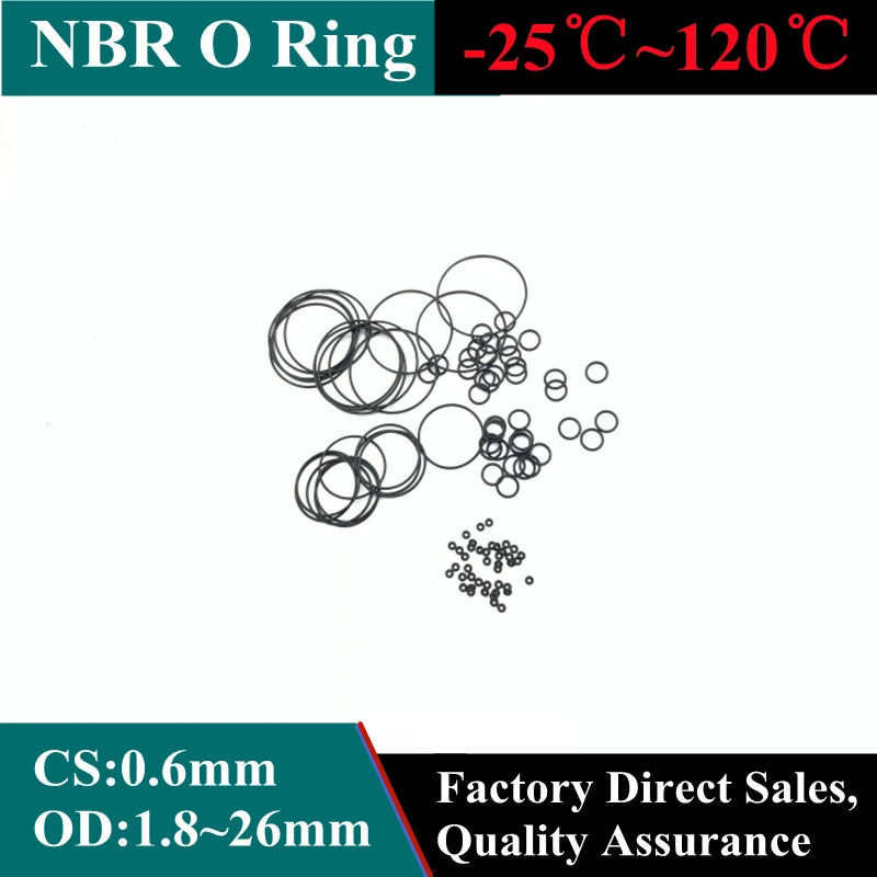 

Черное уплотнительное кольцо, прокладка CS0.6mm OD 1,8 ~ 26mm NBR, автомобильный Нитриловый каучук круглого типа, антикоррозийная масляная уплотните...