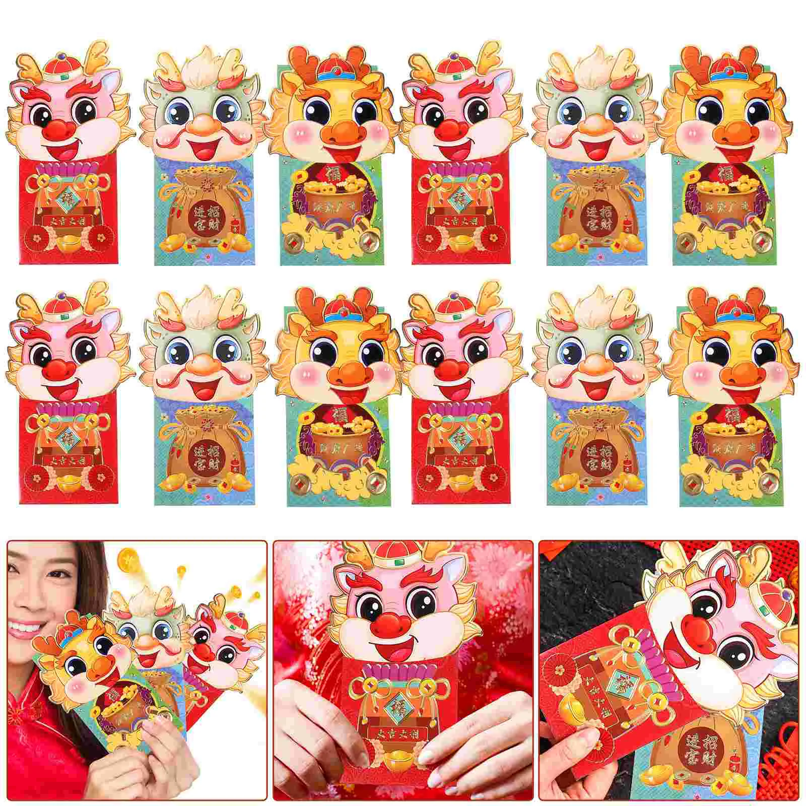 

36pcs Chinese Style Red Envelopes Dragon Pattern Red Envelopes Lucky Money Packets