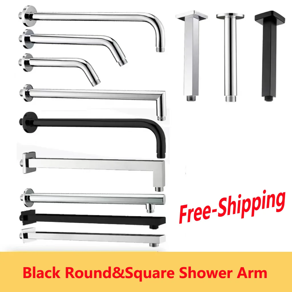 Rozin Black G1/2 Wall Mounted Shower Arm Free Shipping Stainless Steel Shower Head Holder  Shower Fixed Pipe for Shower Set