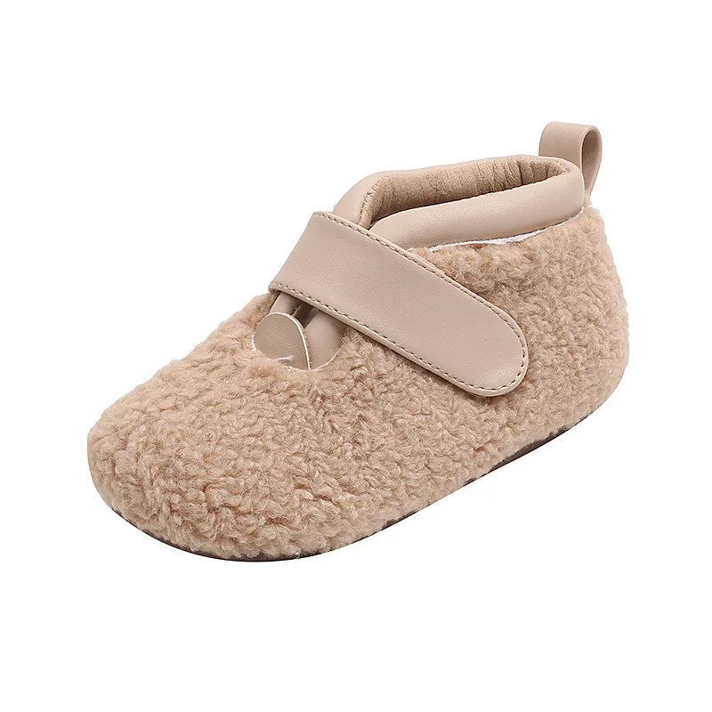 

Toddler Baby Shoes Winter Hook&Loop Fleece Peas Shoes Warm Cotton Shoes Soft Bottom Girls Shoes Non-slip Casual Kids Flats 22-33