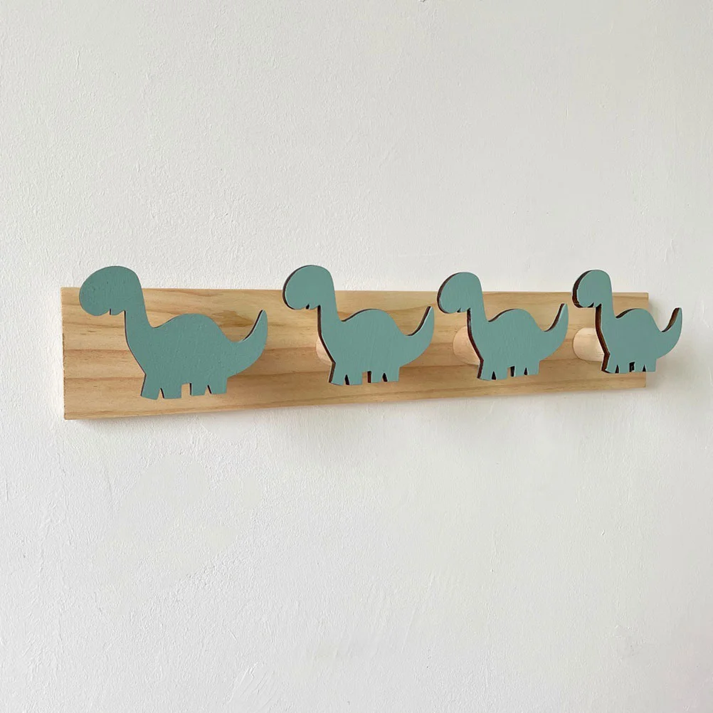 

Kids Coat Hanger Dinosaur Hook Wall Bedroom Cartoon Hooks Umbrella Towel Storage Wood Individual Children's rack