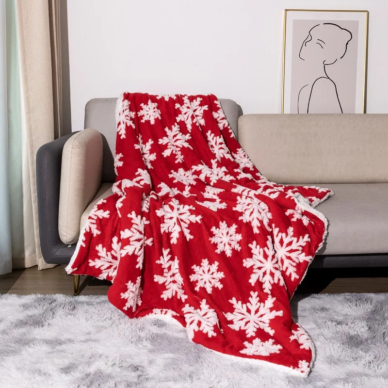 

Snowflake Christmas Blankets Soft Film Plush Sofa Bed Throwing Cartoon Modern Flannel Blanket Cover Gedruckt Bettdecke New Year