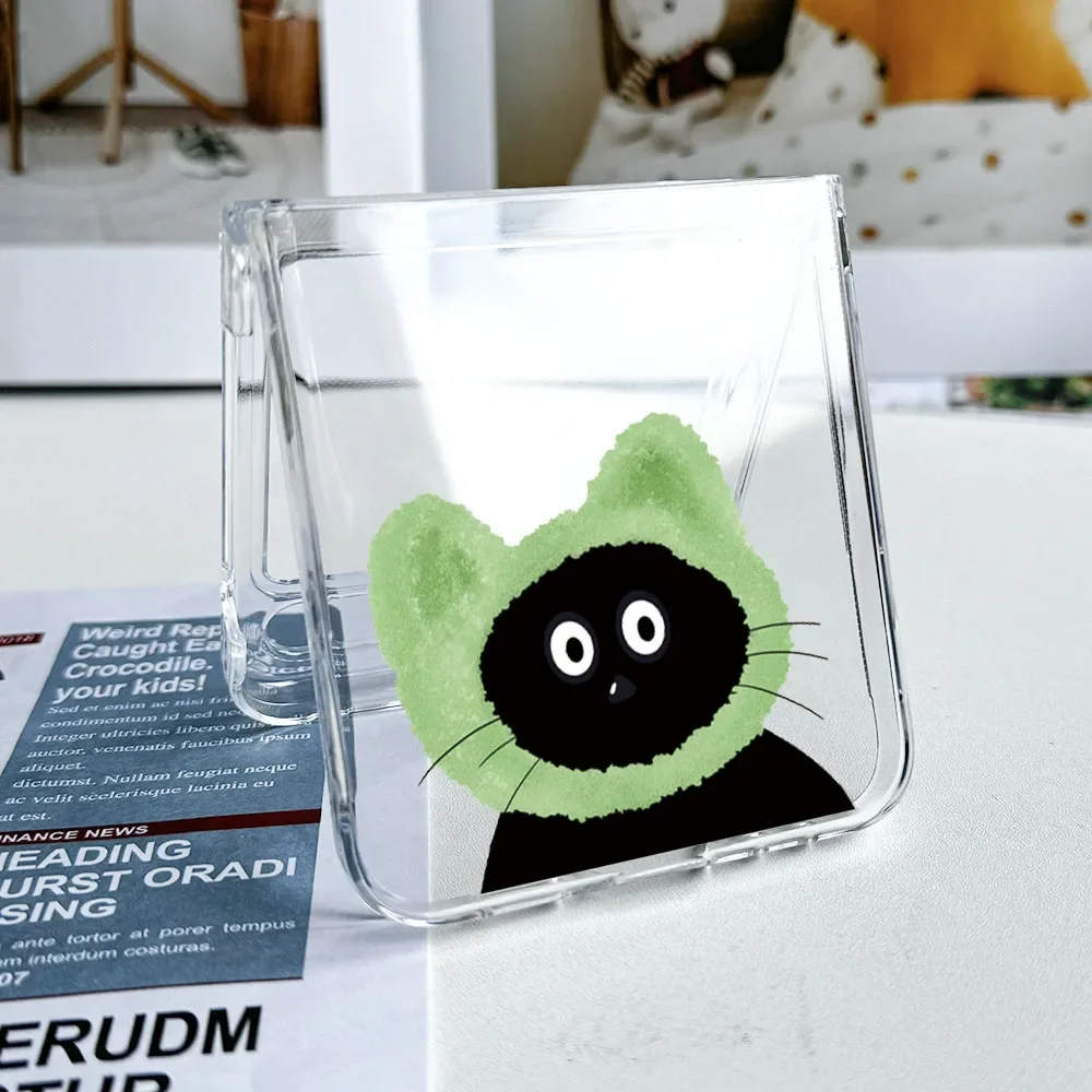 Складной чехол для телефона с забавным мультяшным черным котом Samsung Galaxy Z Flip 5 ZFlip 6