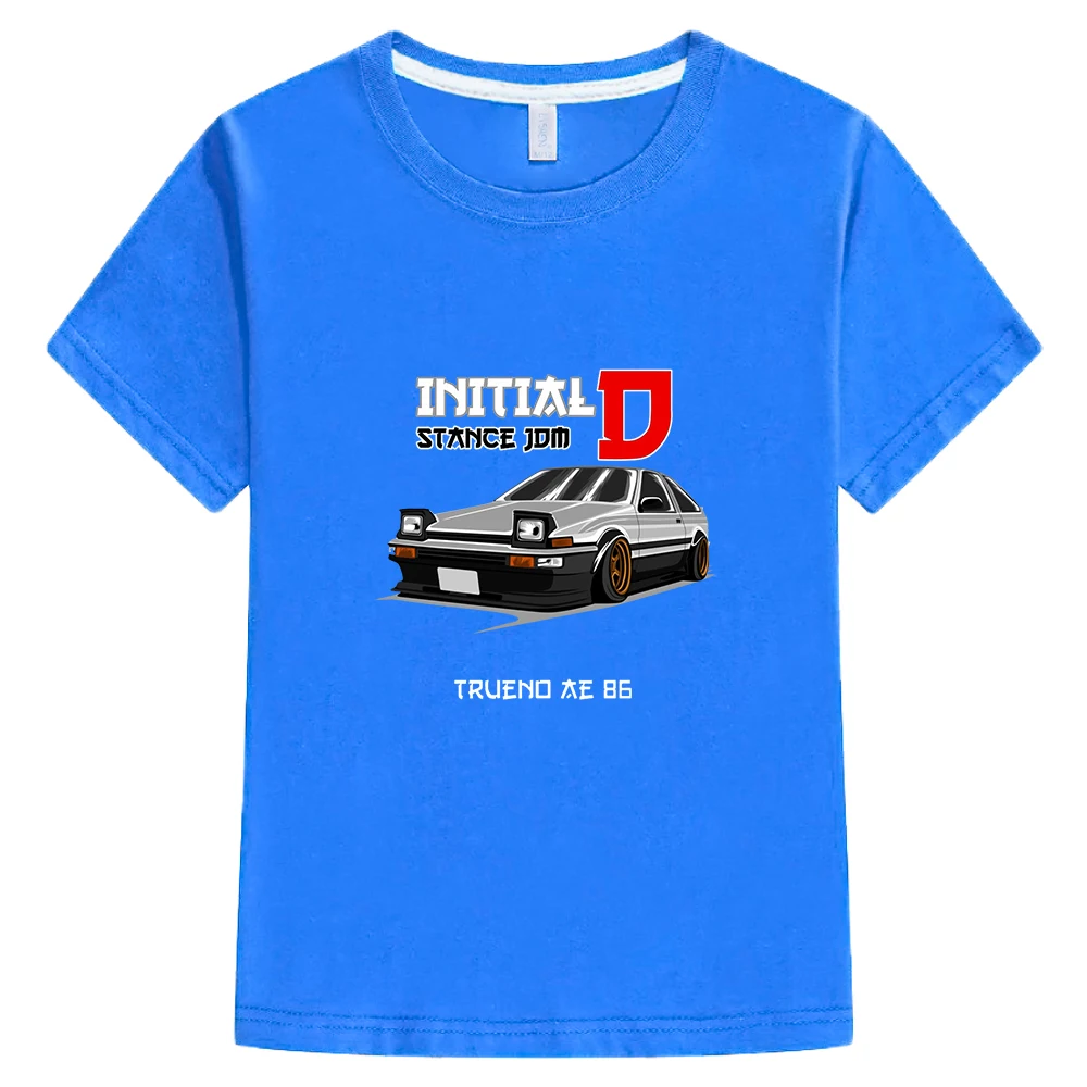 

Initial D Tshirt Stance JDM T-Shirt Trueno AE86 Drift Car T-shirt Kids Summer Clothes Girls 100% Cotton Anime Print T Shirt Tees