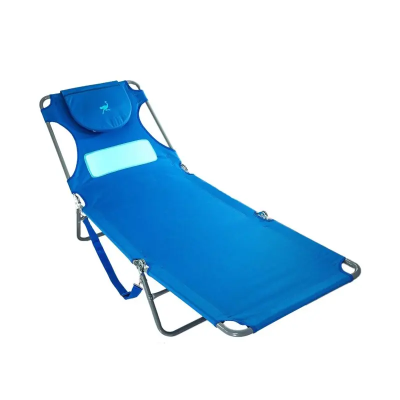 

Comfort Lounger Beach Chaise - Blue, Polyester, Steel