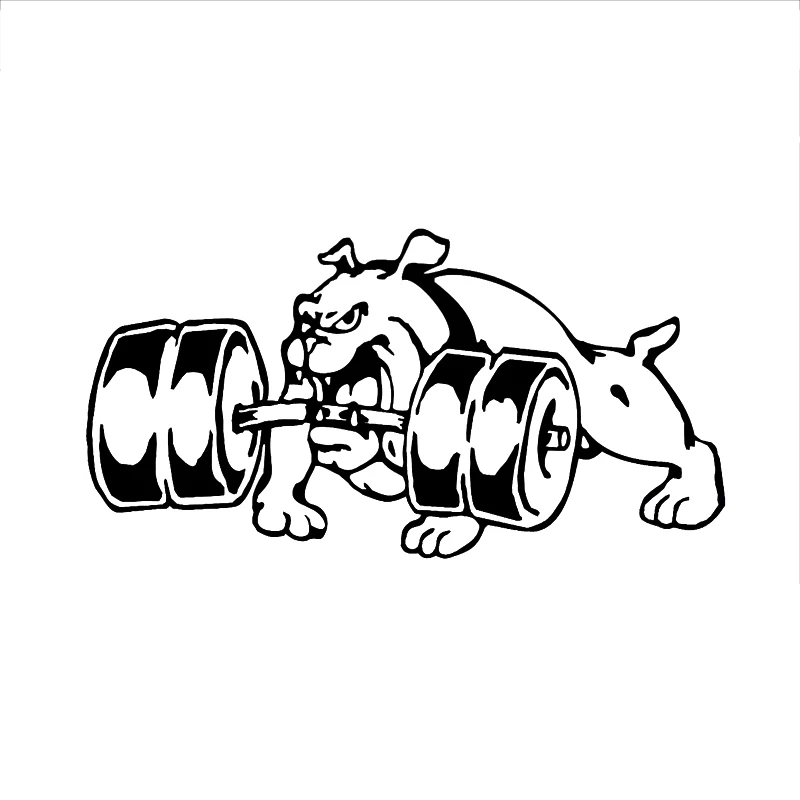 

17*8.8cm Car Decals For Bulldog Biting Barbell Power Lifter Bodybuilder Vinyl Decal Sticker Funny Car Accessories