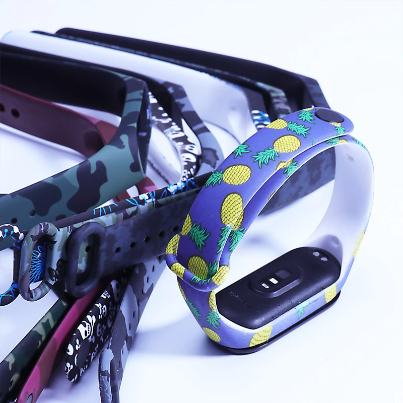 Printed Watchband for Xiaomi Mi Band 7 6 NFC bracelet silicone Sport watch belt Miband6 Replacement correa mi band 3 4 5 8 strap