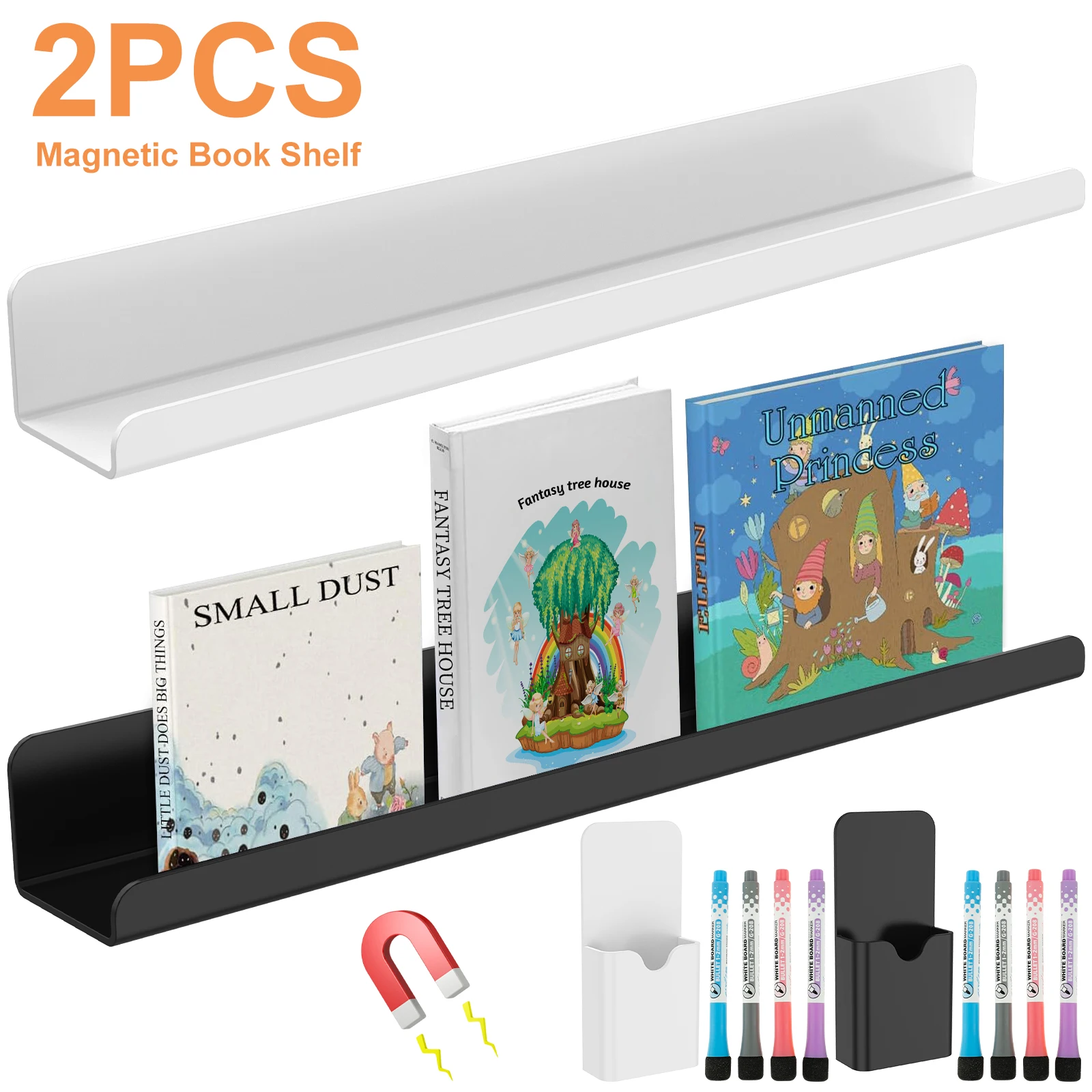 

Магнитная книжная полка, 2 шт., акриловая магнитная книжная полка, многоразовая Магнитная книжная полка, портативный магнитный стеллаж для специй, магнитный