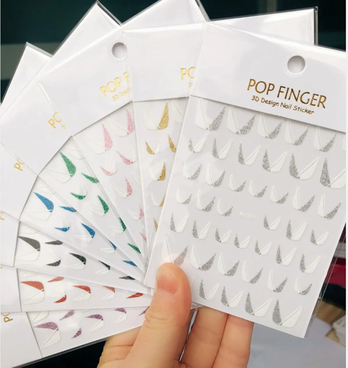 

1pc Silver Glitter French Line Nails Sticker Oblique Strip Lines White Edge 3D Adhesive Decal Sliders For Nails Art Decoration
