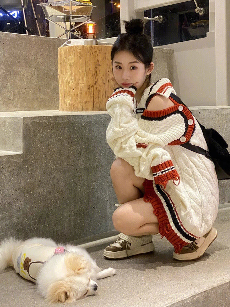 Женский Повседневный свитер со съемными рукавами Универсальный японский