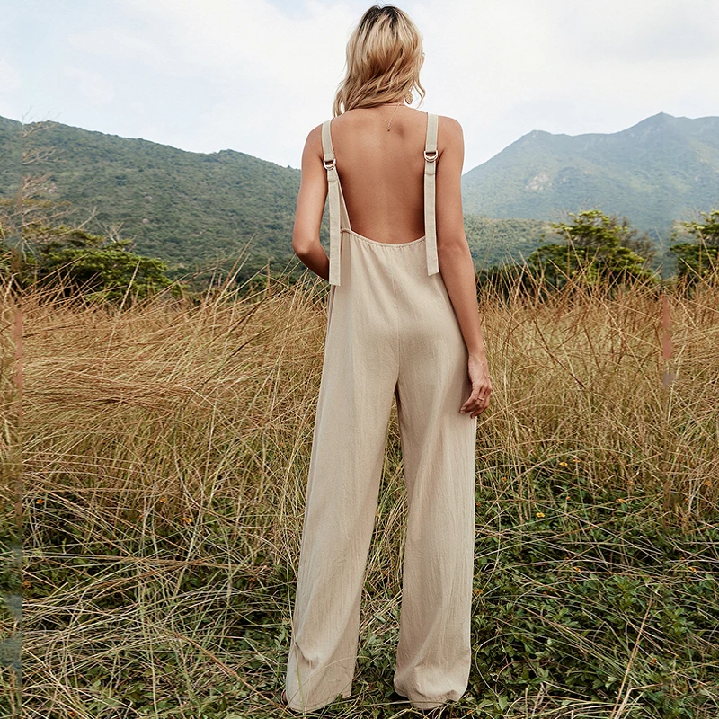 Комбинезон женский сплошной комбинезон без рукавов дышащий с открытой спиной