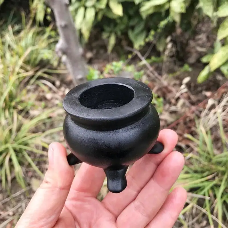 

6CM Natural Black Obsidian Incense Burner Candle Holder Carving Quartz Crystal Healing Fashion Home Decoration Gift 1pcs