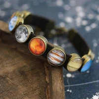 space galaxy solar system planet glass leather bracelet bracelet christmas gift for best friend new fashion jewelry