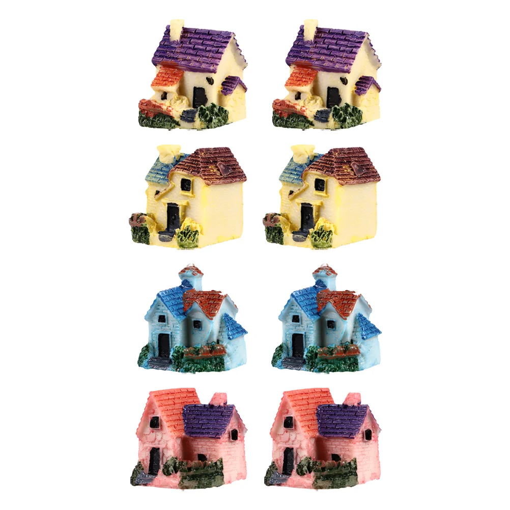 

8 Pcs Micro Landscape Ornament House Miniature Ornaments Resin Desktop
