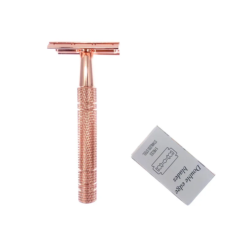 Rose Gold Razor Classic Double Edge Safety For Mens Shaving&ampWomens Hair Removal with Shaving Blades Manual Shaver | Красота и