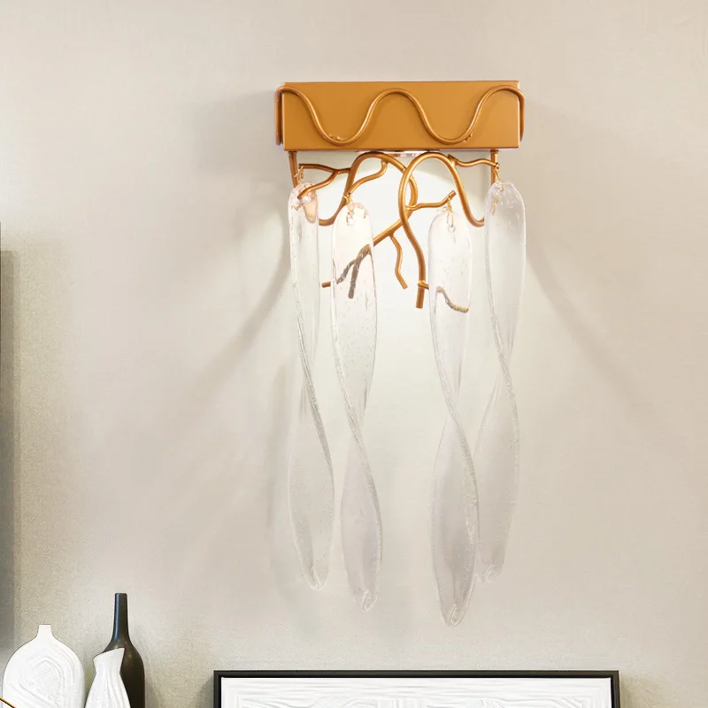 

Креативная настенная лампа для гостиной, декоративное бра из золотого стекла для спальни, прикроватного столика, комнатное освещение, свет...