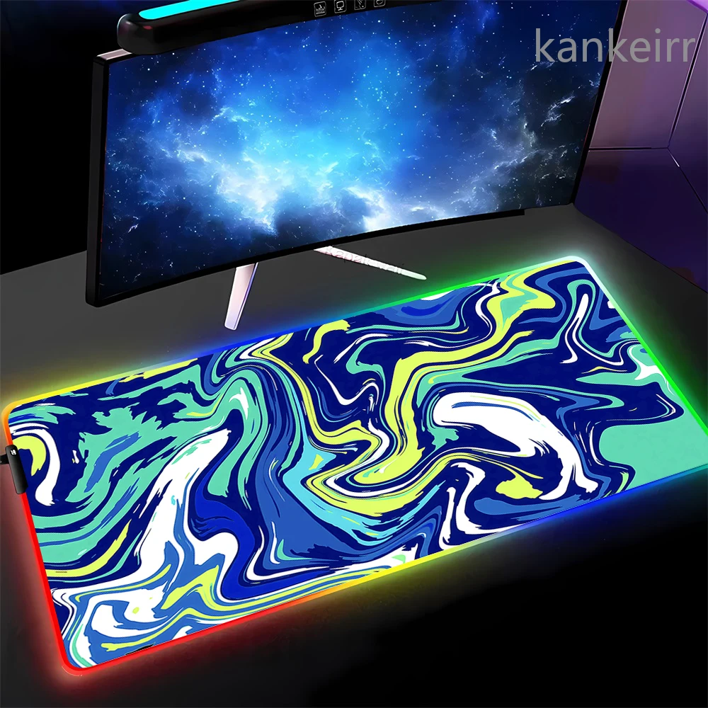 RGB Pink Strata Liquid Коврик для мыши ПК Геймер Клавиатура Люминесцентный коврик