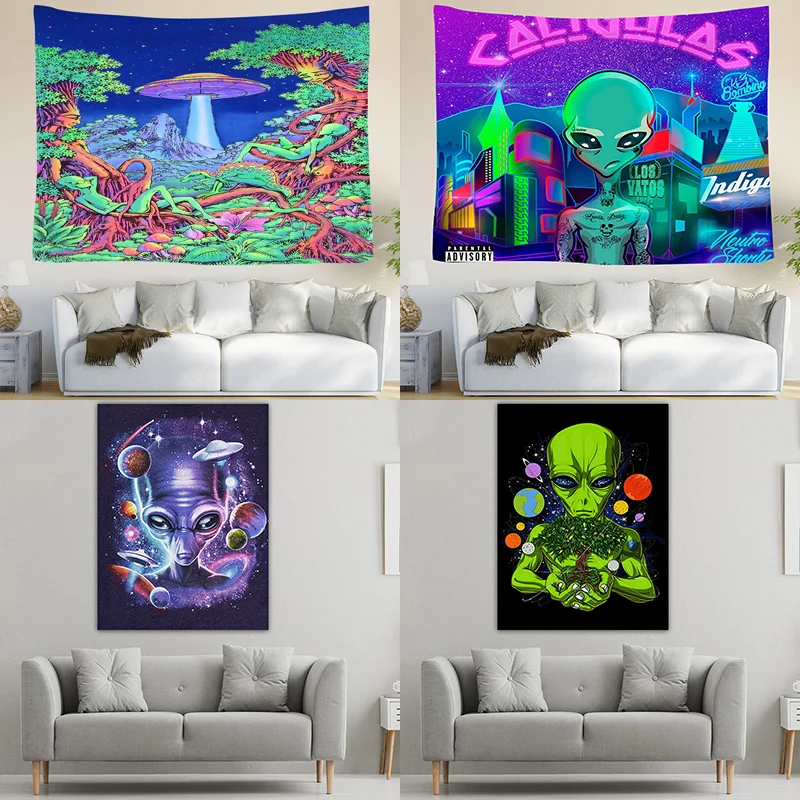 

Alien tapeçaria mandala macrame hippie arte cogumelo olho tapeçarias para sala de estar preto decoração do dormitório em casa pa