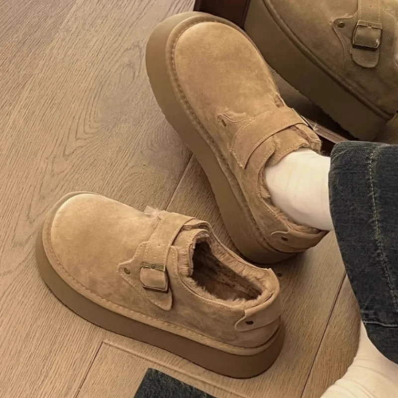 Мокасины с неглубоким носком сабо без шнуровки на платформе сохраняющие тепло