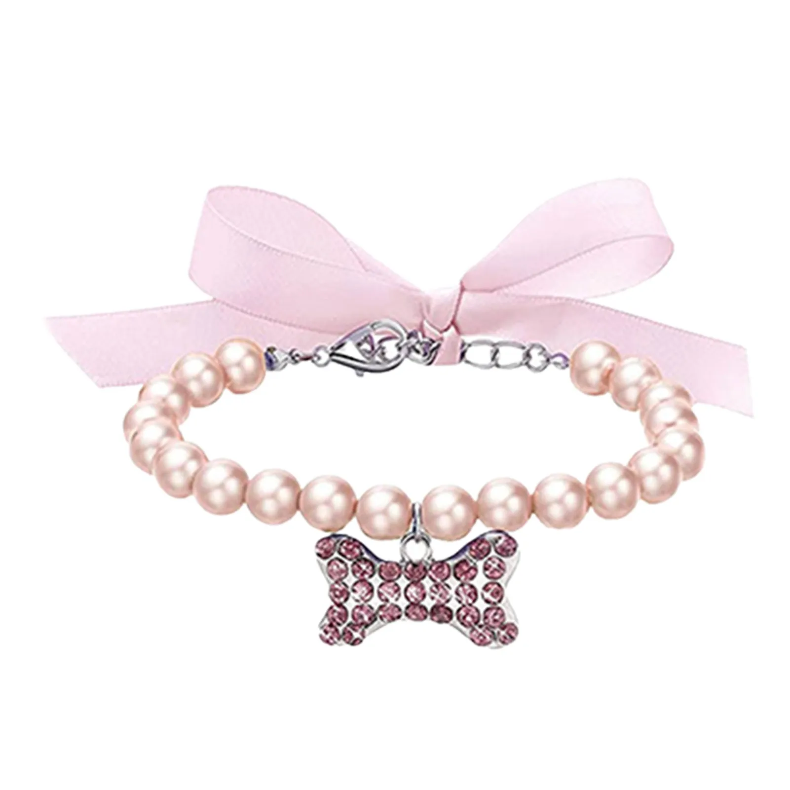 

Жемчужное ожерелье для домашнего питомца, изящный жемчужный ошейник для собаки со стразами, жемчужное ожерелье для собаки, Свадебный ошейн...