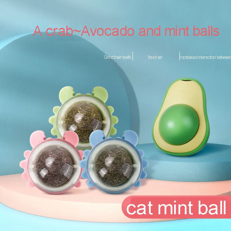 

360° Rotating Ball Cats Toy Molar Clean Teeth Fresh Breath Happy Self Hi Bite Resistance Interaction Crab Avocado Catnip Ball