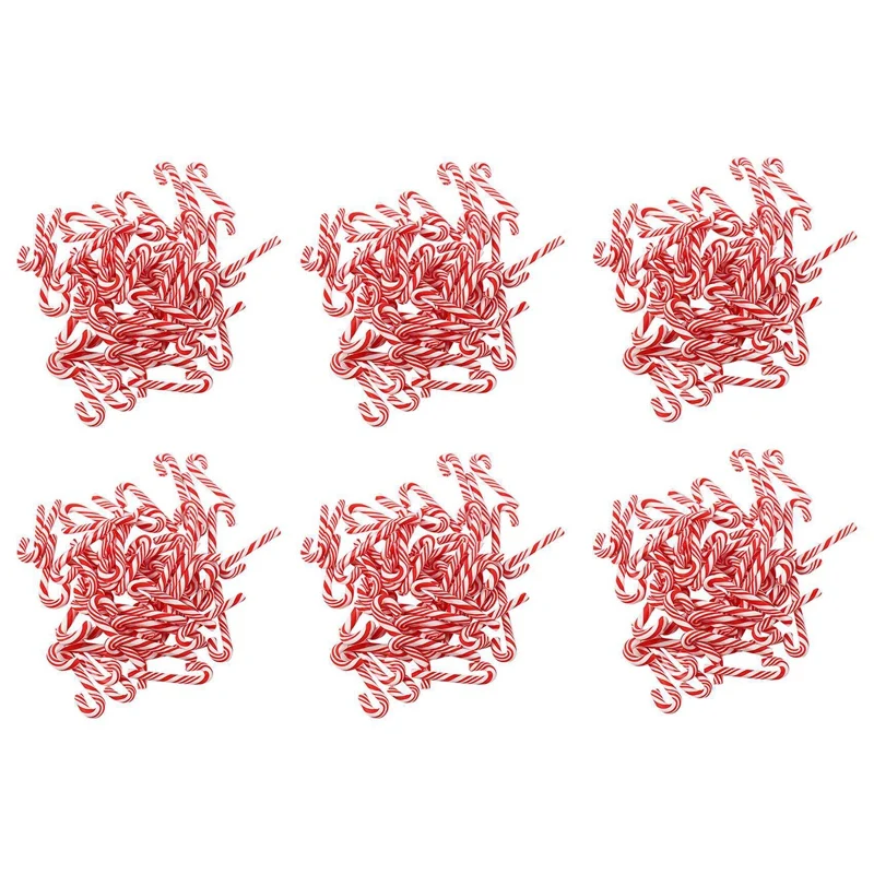 

300Pcs Red And White Handmade Christmas Candy Cane Kawaii Miniature Food Dollhouse Home Decor