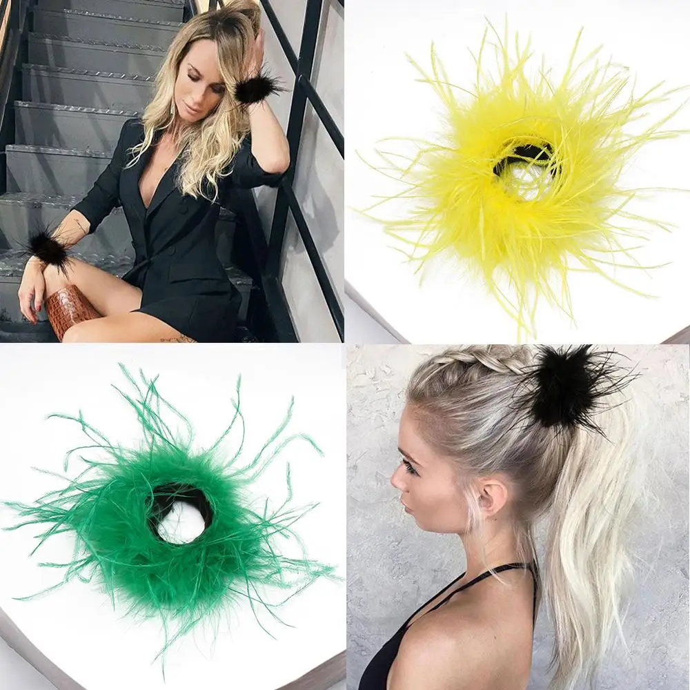 

Anklet Slap Ring Ostrich Cuff Sleeves Wrist Decoration Patting Circle Wristband Feather Slap Bracelets Hair Accessories