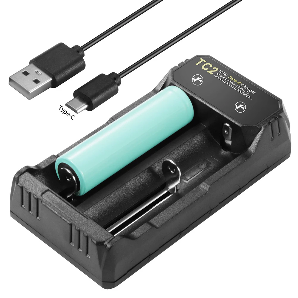 

Reliable Battery Charger 11.5*6*3cm 2-slot 5V-2A Type-C Battery Charger